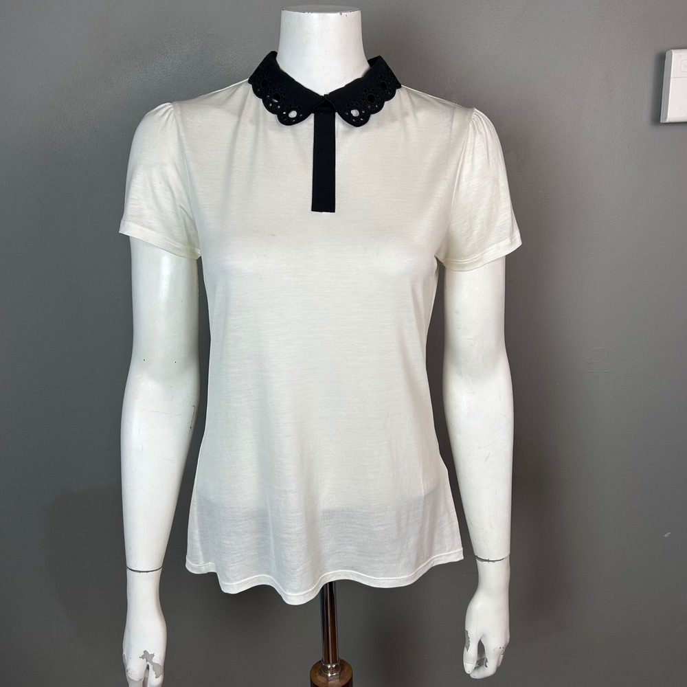 Dark Academia Whimsigoth top size 2 Ted Baker Peter Pan Collar Wednesday Adams